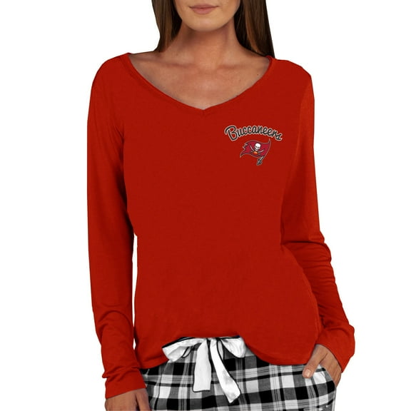 Women's Concepts Sport Red Tampa Bay Buccaneers Marathon Knit Long Sleeve Lightweight V-Neck Lounge Top