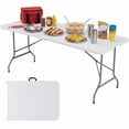 thumbnail image 2 of edx Folding Table, Outdoor Indoor Heavy Duty Portable with Carrying Handle for Camping, White,27.56"W x 70.89"D x 29.32"H, 2 of 10