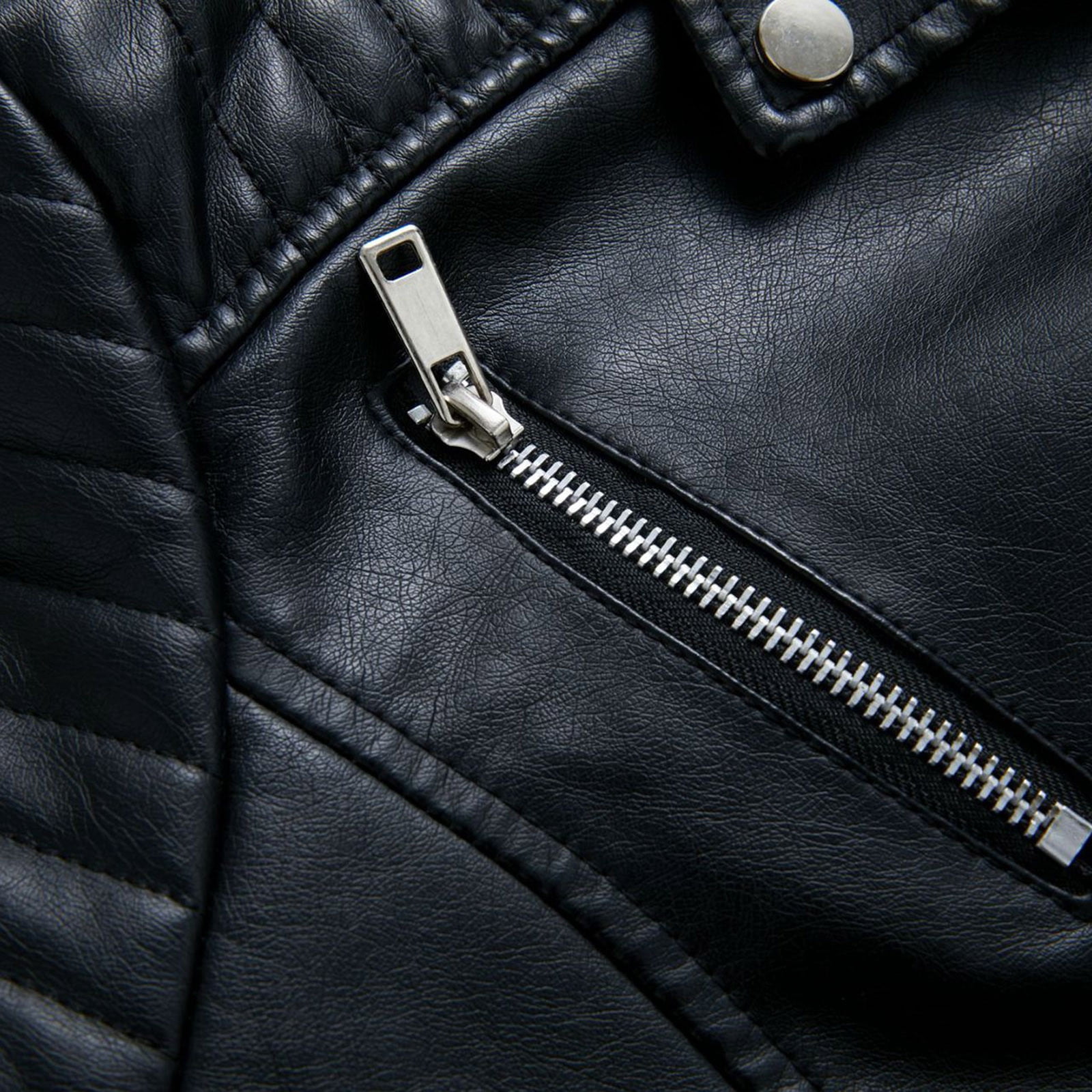 Fesfesfes Leather Jacket for Womens Warm Long Sleeve Jacket Slim Winter Parkas Faux Leather Coats