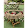 thumbnail image 3 of Outdoor Tablecloth with Umbrella Hole and Zipper, Red Green Christmas Round Table Cloth 54 Inch Waterproof Tablecloth, Xmas Botanical Winter Farmhouse Picnic Table Cover for Patio Camping, 3 of 7
