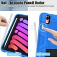 thumbnail image 3 of Allytech iPad mini 6 Case with Pencil Holder, Heavy Duty Protection Shockproof Kickstand Kids Friendly Rugged Hybrid Hard PC Back Cover Case for Apple iPad mini 6 2021, Blue, 3 of 6