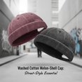 thumbnail image 3 of Slccxzc Men's Washed Cotton Brimless Hat Vintage Docker Beanie Cap Rolled Cuff Skullcap for Casual Wear, 3 of 7