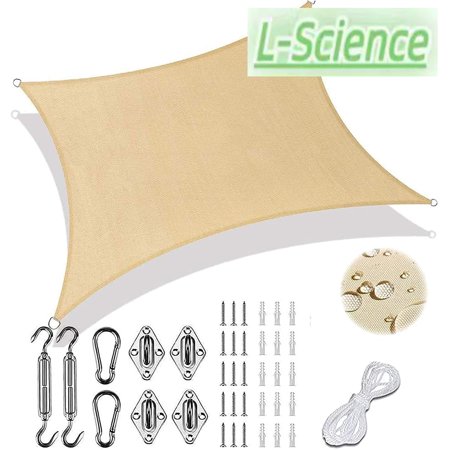 Sun Shade Sail,Rectangle Sand Waterproof Sail Canopy Cover with Heavy-Duty Stainless Steel Hardware Kit for Outdoor Garden Patio