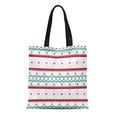 thumbnail image 1 of JSDART Sac Fourre-Tout en Toile Motif de Noël Vert et Rouge Flocons de Neige Pin Sac d'Épicerie Réutilisable, 1 of 1