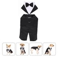 thumbnail image 3 of Mascota perro traje Bandana pajarita conjunto para boda accesorio fiesta camisa exquisita costura perro ropa ligero elegante negro , Talla XL Sunnimix príncipe esmoquin, 3 of 8