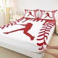 thumbnail image 4 of Erosebridal Red Dripping Baseball Stitch & Batter Silhouette Graphic Queen Sheet Sets 4 Pieces, Sport Graphic Bed Set for Boys And Girls Kids,Super Cozy Room Decor, 4 of 5