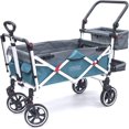 thumbnail image 5 of Creative Outdoor Push Pull Wagon Stroller with Canopy Folding Wagon for Kids, Black/Gray, 5 of 8