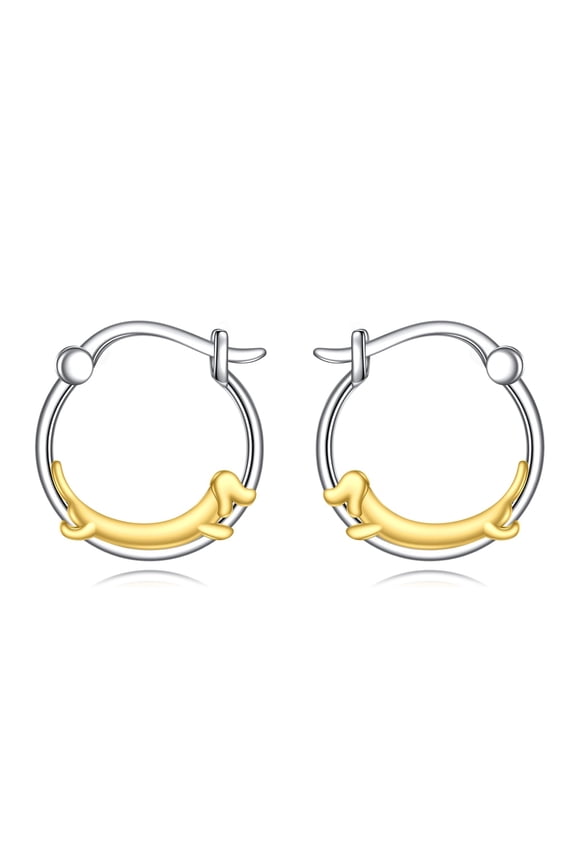Cute Animal Hoop Earrings for Women 925 Sterling Silver Jewelry for Mom Sister (Dachshund)