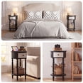 thumbnail image 7 of FOROUTIA Farmhouse Round End Table with 1 Drawer, Carved Wood Nightstand with Shelf, Vintage Accent Side Table for Bedroom Living Room, Black, 7 of 7