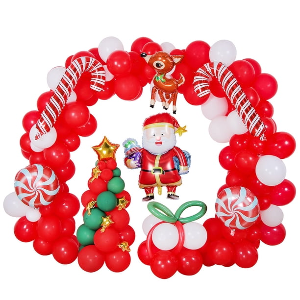Kit de globos de decoración navideña, 140 unidades, globos rojos de látex