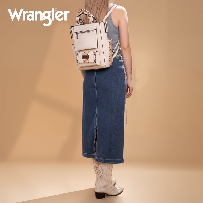 Wrangler Aztec Convertible Backpack Purse, Beige Vegan photo 4