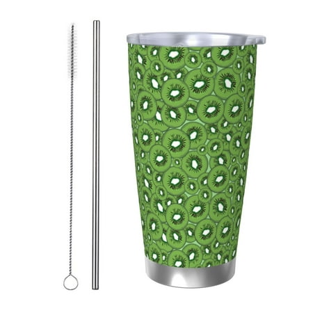 

Gaeub Kiwi Fruit Print 20-Ounce Stainless Steel Car Cup Tumblers Cups with Lids and Straw Coffee Cups for Adults Kids Home Car Office School Travel Party-Straw Two-piece Set