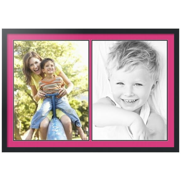 ArtToFrames Collage Photo Picture Frame with 2 - 18x24" Openings, Framed in Black with Tulip and Black Mats (CDM-3926-1423)