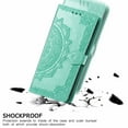 thumbnail image 3 of Mandala Case for Motorola Edge (2024), Premium Leather Flip RFID Blocking Wallet Card Magnetic Stand Protective Slim Shockproof Case with Lanyard, Embossed Flower Cover,Green, 3 of 8