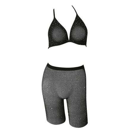 

JDEFEG Stockings for Women Lingerie Women Split Small Net Drilling Netting Bikini Swimsuit Underwear Plus Size Strapless Bras 3X Polyester Black