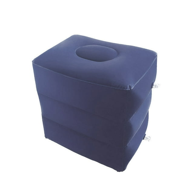 Deep Blue Inflatable Travel Leg Rest Pillow Bed can inflate it to the perfect level of comfort and support