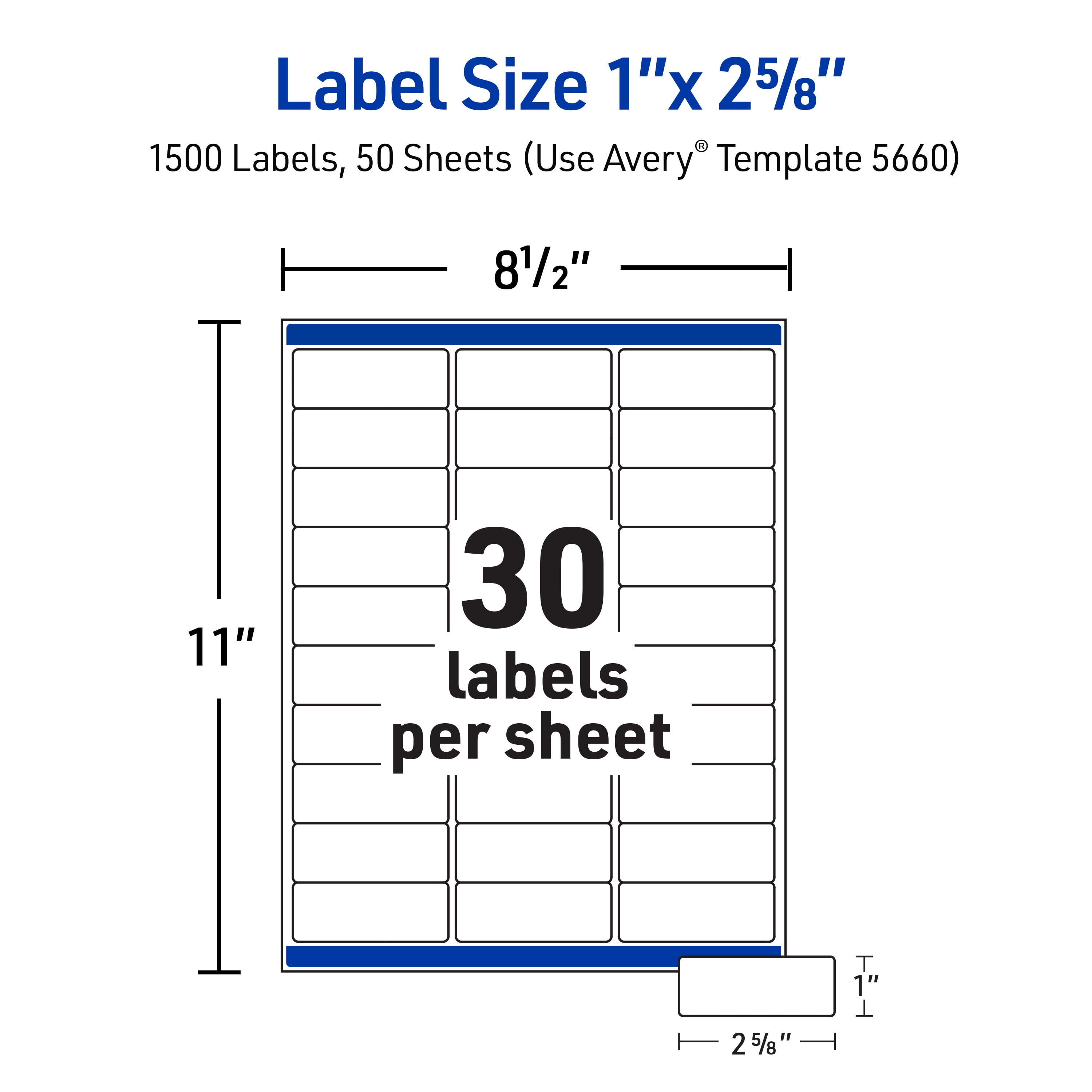 Avery Address Labels, 1" x 2-5/8", Matte Clear, 1,500ct (5660)