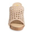 thumbnail image 3 of FSJ Women Platform Chunky Heel Sandals Braided Open Toe Slip On Wide Band Wooden Block Mules Shoes Size 7.5 Nude, 3 of 4