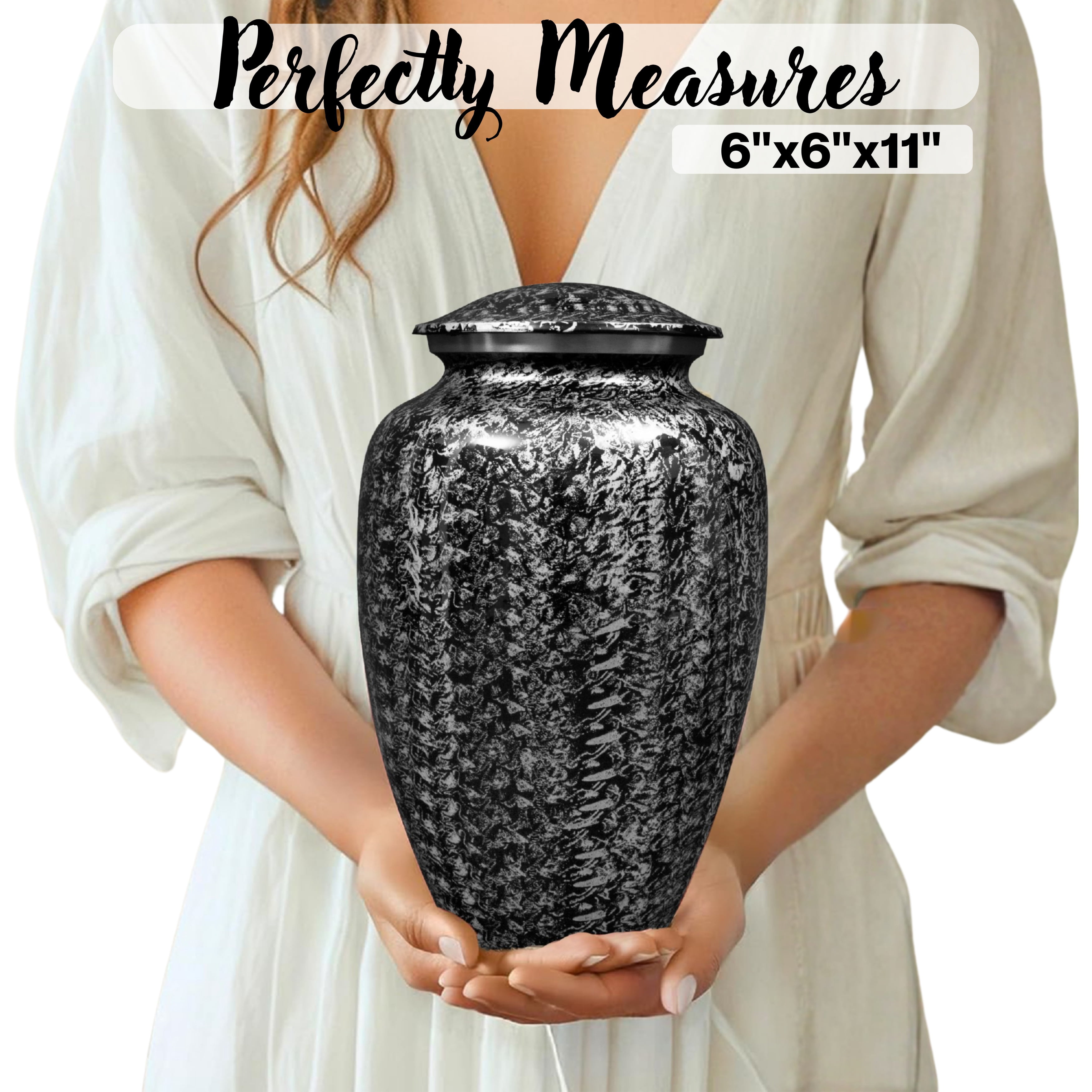 Handcrafted Aluminum Urn - Decorative Memorial Holder for Ashes and Remembrance (Charcoal)