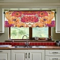 thumbnail image 3 of Yayeee Kitchen Curtains Tier Set of 2 Light Filtering 57"x24" Over Sink Window Panels, Orange Hand Drawn Floral, 3 of 7