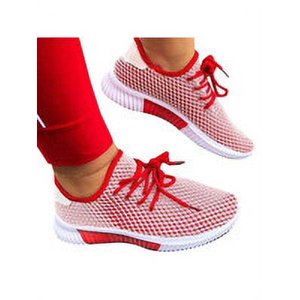 1 Pair Female Breathable Mesh Sporting Sneaker Pair Woman Lace-up Fashion Walking Running Sneakers Birthday Shoes Outdoor Travel