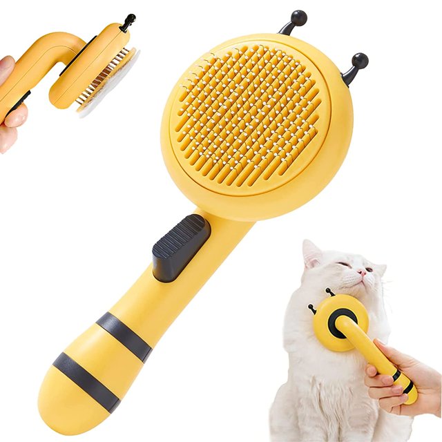 Cepillo premium para gatos, cepillo para perros, depiladora, cepillo para mascotas de pelo largo y corto, limpia el pelo de las mascotas con un solo clic del cepillo JFHHH pequeña