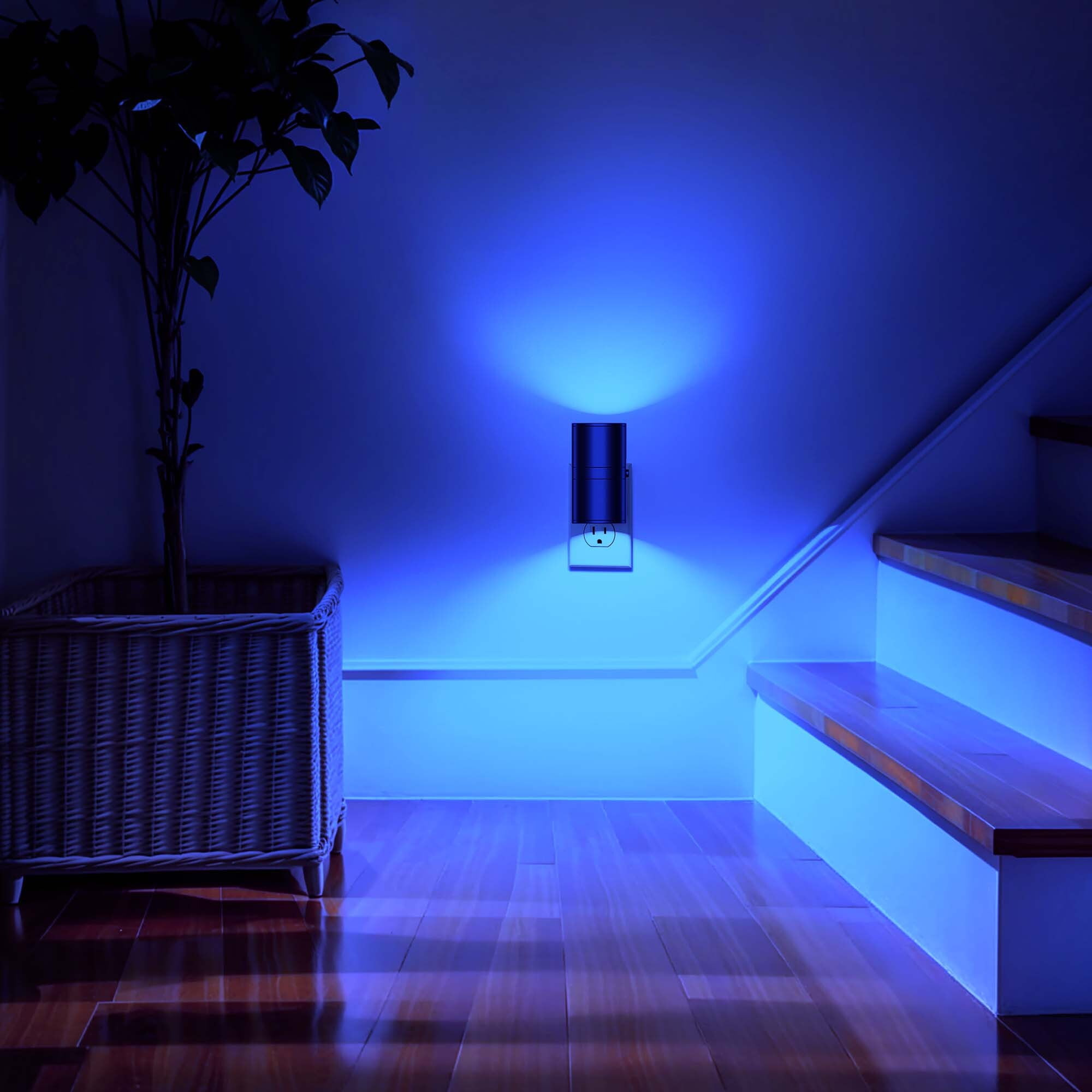 YANSUN 2-Pack 1-Watt Integrated LED Plug-In Cylindrical Wall-Like Night Light, Blue 5000K with Sliding Dimmer, Auto Dusk to Dawn Sensor, for Bedroom, Hallway, Nursery