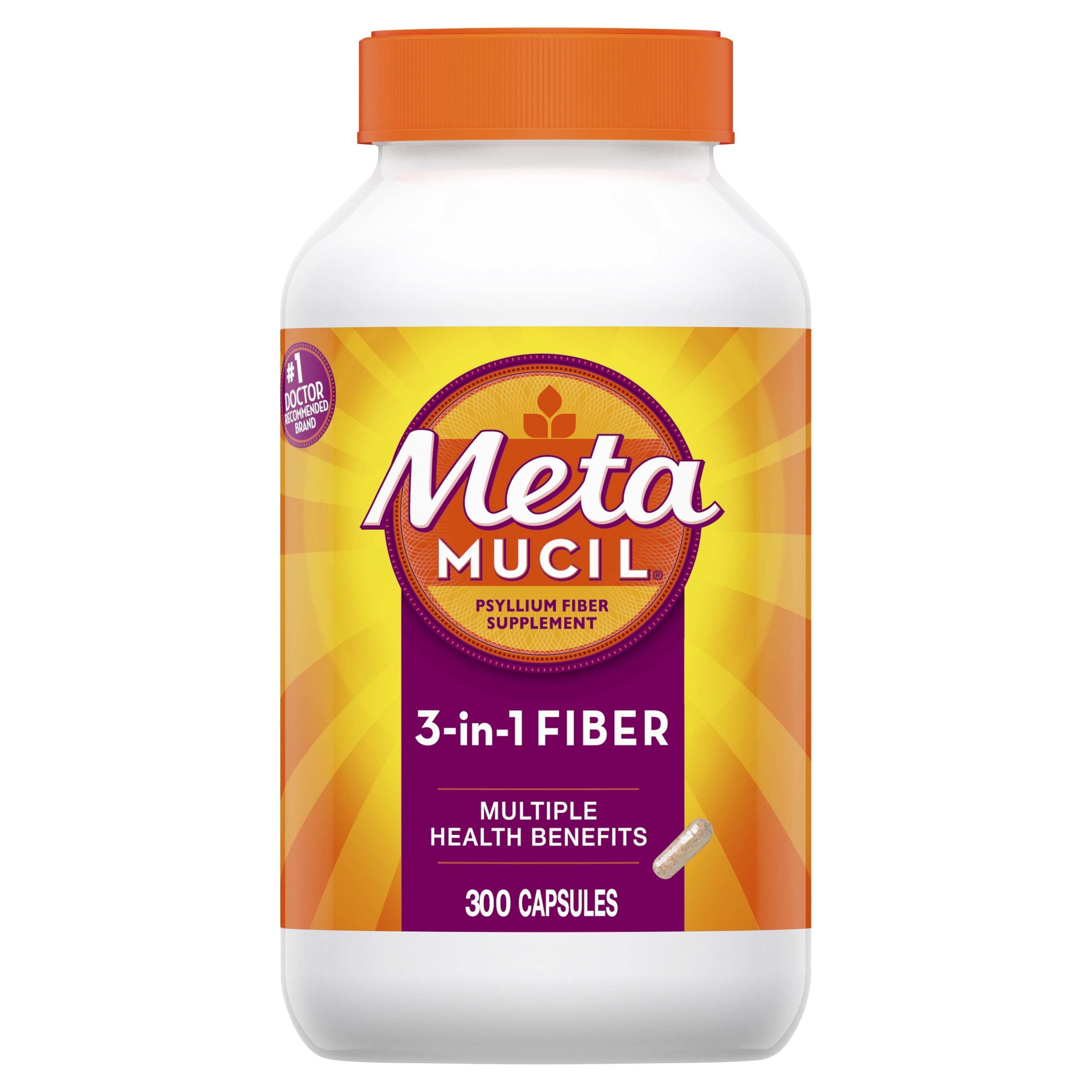 Metamucil 3in1 Psyllium Fiber Supplement Capsule, 300 Ct Walmart
