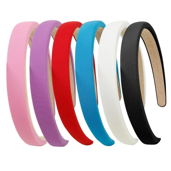 LinYooLi 0.7 Inch Padded Headbands for Women Non Slip Soft Thick Comfortable Head Bands Kids Cute Headband Plain Fashion Hair Accessories for Girls (6 Pack)