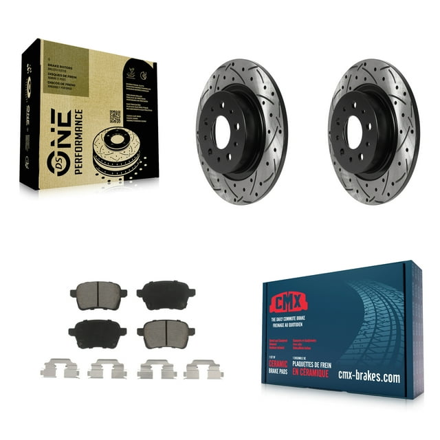 Transit Auto Rear Coated Drilled Slotted Disc Brake Rotors and Ceramic Pads Kit for Car 2014-2020 Fiat 500L KDC-100891