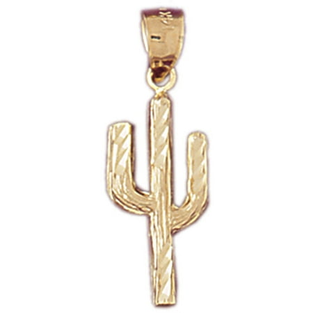 14K Yellow Gold Cactus Pendant - 26 mm