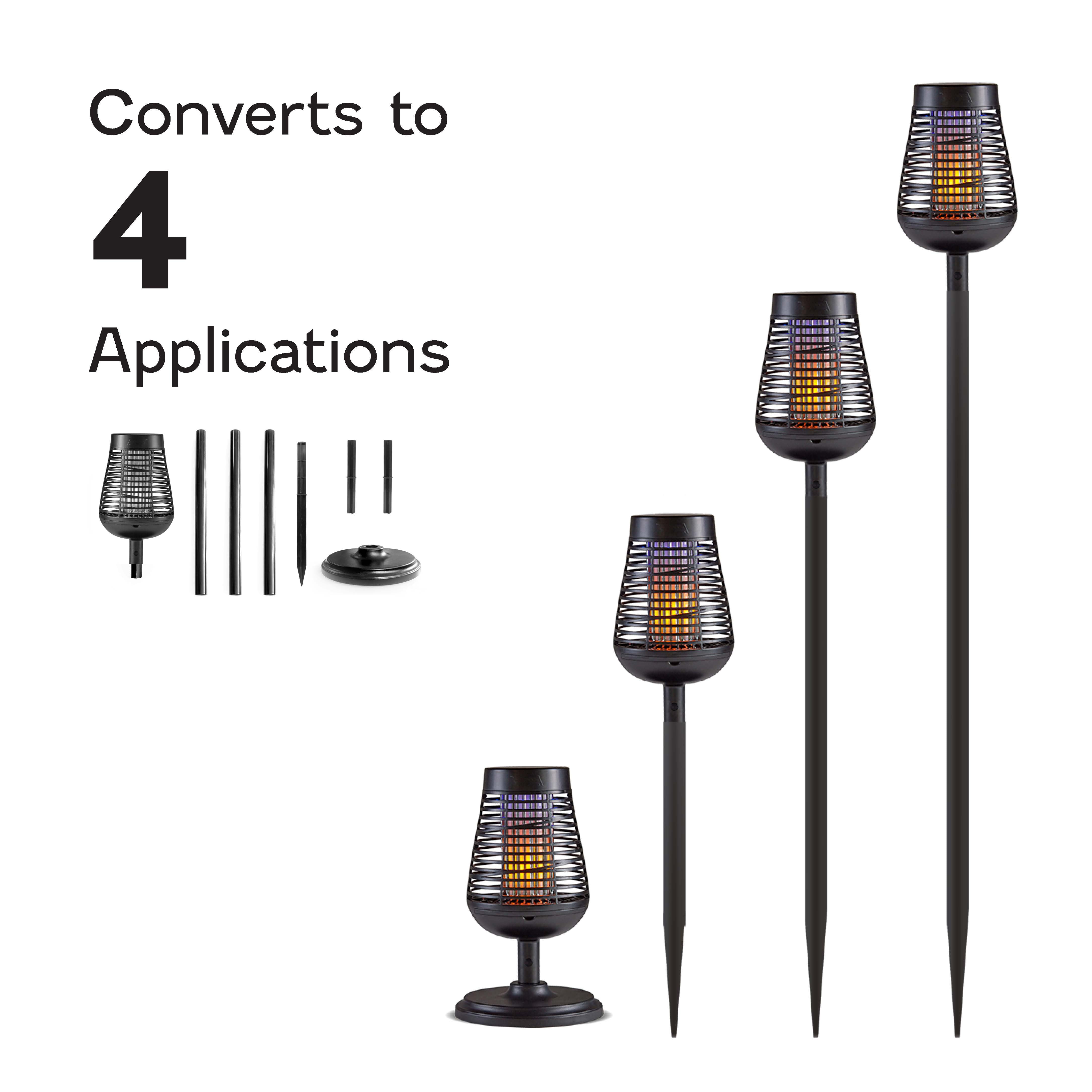 PIC Solar Insect Killer Torch with LED Flame Effect, Black Torch, Area Bug Zapper