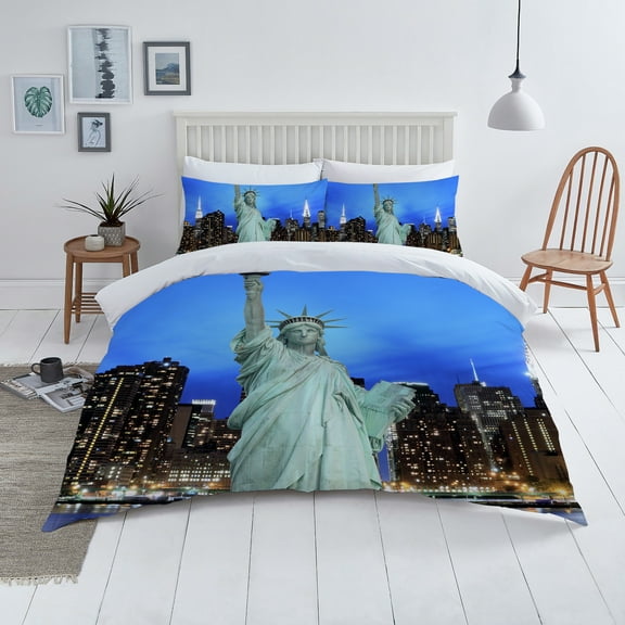 Statue of Liberty Printed Duvet Cover Set Highend Bedding Covers with Pillowcase Home Bedclothes,California King(98"x104")