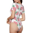 thumbnail image 3 of Daiia Strawberry print Women's Crew Neck Short Sleeve Bodysuit Fashion Tops Fit Casual Basic Extender Bodysuit-Small, 3 of 9