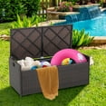 thumbnail image 4 of Gymax 34 Gallon Outdoor Storage Patio Bench Patio Wicker Deck Box w/ Off White Cushion, 4 of 10