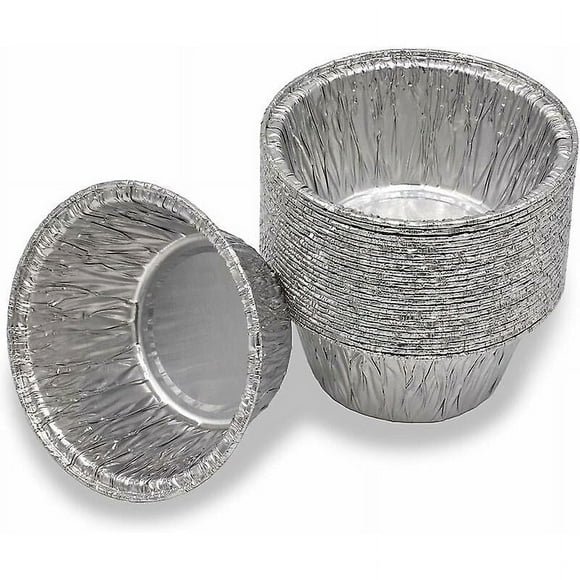 Set of 20 round aluminum barbecue trays Compatible with many common barbecue models with round drip trays 9cmx4cm