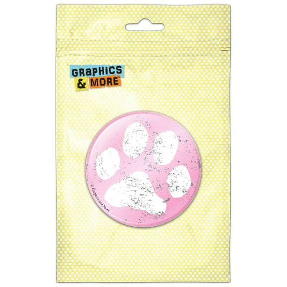 Paw Print Distressed Pink Pinback Button Pin Badge