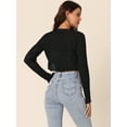 thumbnail image 4 of Unique Bargains Women Ribbed Knit Bolero Long Sleeve Ruffle Trim Open Front Shrug M Black, 4 of 6