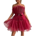thumbnail image 2 of Vestido de tul para mujer Vestido corto sin mangas Vestido de fiesta sin tirantes de princesa de malla sólida_y-Light coral-38 Bolígrafo Bolígrafo Bolígrafo de papelería, 2 of 4