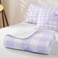 thumbnail image 4 of Manfei Purple Monogrammed A Design Quilt Full,Geometric Grid Print Full Bedspread Sets,3 Pieces,1 Coverlet and 2 Pillowcases, 4 of 7