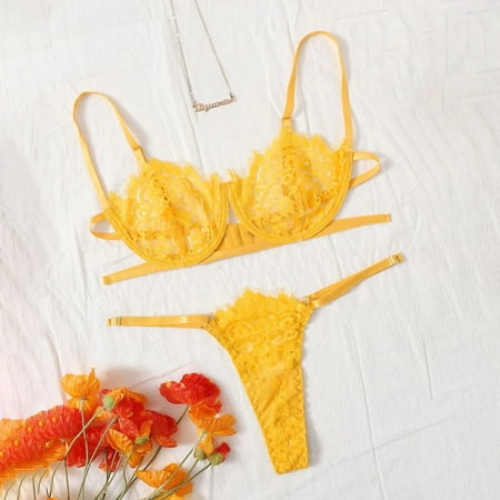 

Fengqque Erotic Underwear Sexy Lace Temptation Three Point Lingerie With Steel Ring