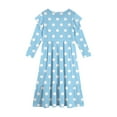 thumbnail image 4 of Abcomgle Girls Fall Dresses 10-12 Casual A-Line Ruffle Long Sleeve Maxi Dress Polka Dot Sundresses Summer Crew Neck Tiered Dresses with Pockets,Light Blue, 4 of 5