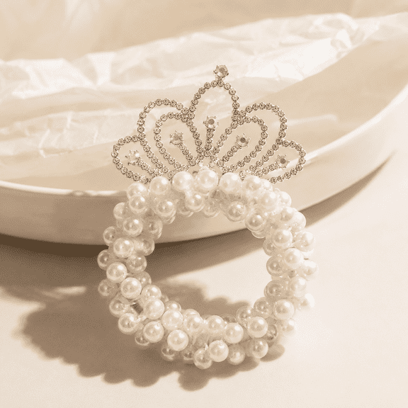 Sparkling Princess Tiara Headband for Girls, Pearl and Rhinestone Crown Hairpiece for Birthdays, Weddings, Costumes and Photo Props