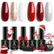 thumbnail image 3 of MEFA Juego de esmaltes de uñas de gel de Navidad, 6 colores, tonos rojos y blancos con purpurina, tonos de bastón de caramelo de invierno, brillo plateado, champán, diseño de uñas, salón de manicura,, 3 of 4