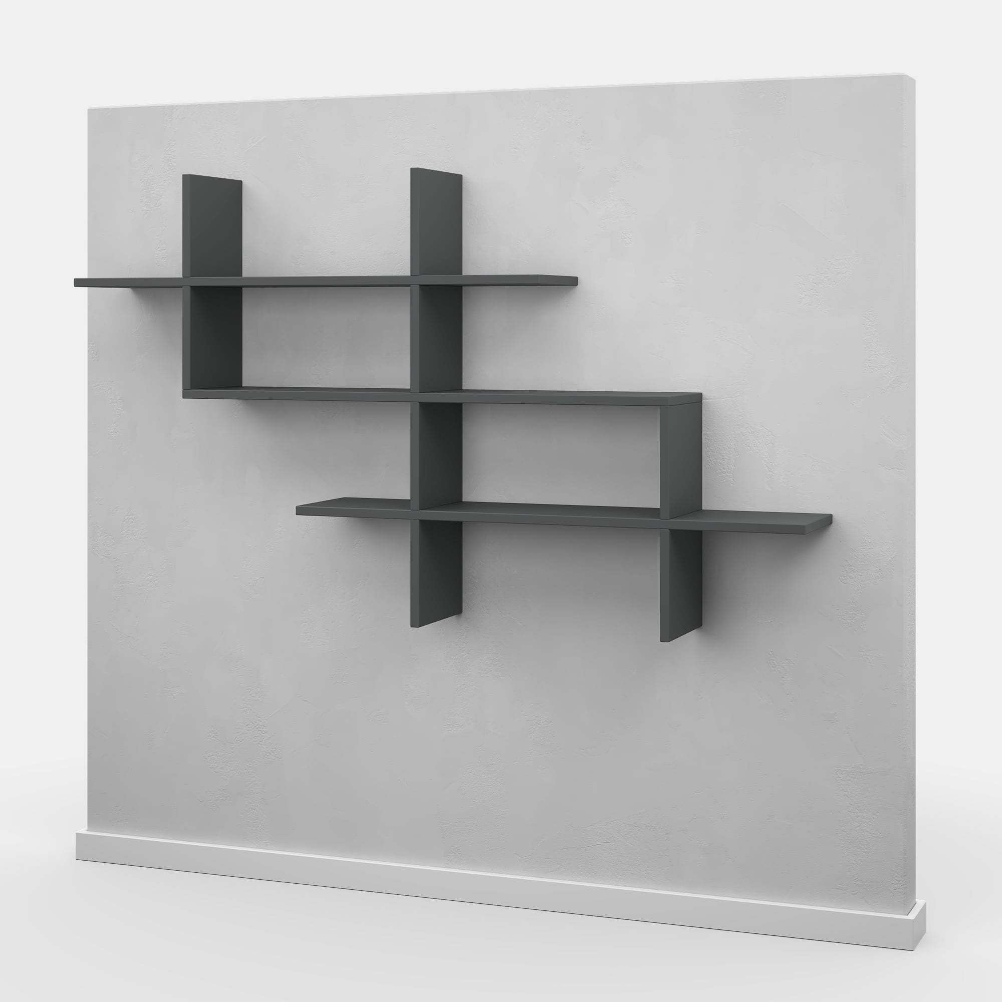 Ada Home Decor Furniture 59" 3 Tier Anthracite Warren Modern Wall Shelf