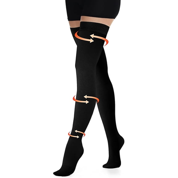 Compression Stockings for Women & Men,Closed Toe Thigh High Compression Socks,Graduated Compression Sleeves with Band