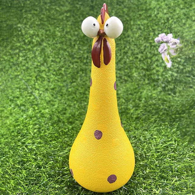Fiudx Estatua de Pollo Divertido, Divertida Decoración de Resina para Jardín, Adorable Escultura de Gallo, Arte para Exteriores, Decoración de Patio y Jardín, Estilo Campestre, Resistente a La Intemp