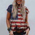 thumbnail image 2 of T-shirts d'Été pour Femmes Col Rond Étoile Rayée Imprimé Blouses Décontractées Habillées Tops Manches Courtes Amples Tuniques, 2 of 7