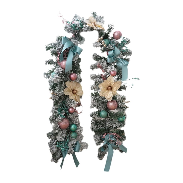Guirnalda navideña, adorno navideño, corona multifunción, creativa, para colgar en la puerta delantera. Azul Rosa