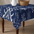 thumbnail image 4 of Navy Blue Snowflake Christmas Table Cloth Waterproof Tablecloths, Xmas Snowflake Tablecloth Dining Table Cover for Kitchen Party Tabletop Outdoor, Square Tablecloth 54x54 Inch, 4 of 9